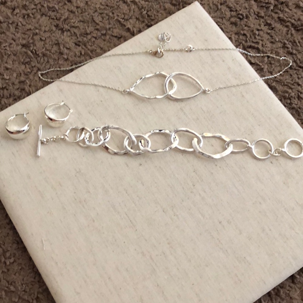 Earrings, bracelet, necklace